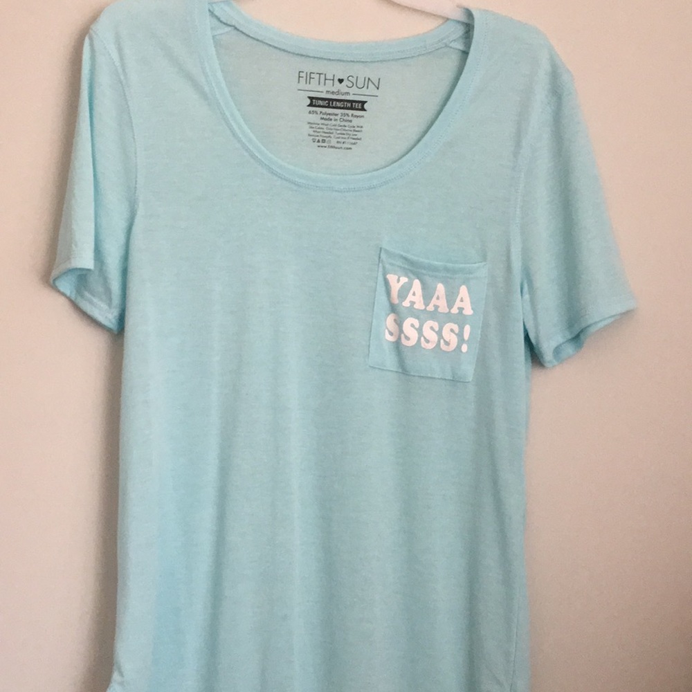 Blue tunic length T-shirt